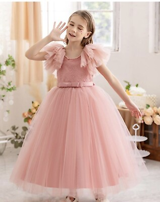 #ad Tween Girl Bow Layered Mesh Sleeve Dress Princess Dress Fashion Birthday Banquet $30.00
