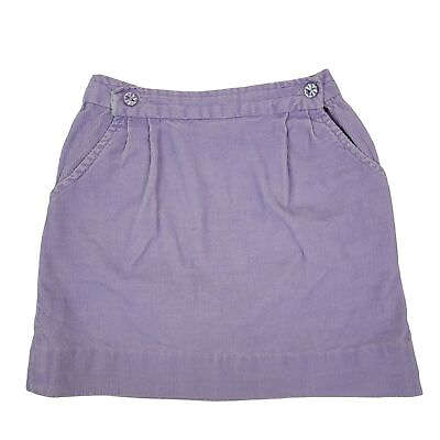 Purple Corduroy Mini Skirt Girls XS Vintage 80s Lavender Buttons Faux Pockets $8.49