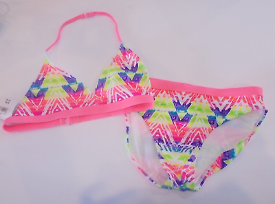 OP Girls Size 14 16 Neon Pink 2 Piece Bikini Swimsuit Set $12.74