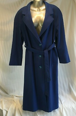 Trench Coat Sears Womens Sz Lg Vintage Classic Blue Single Breast Wool Spring $47.99