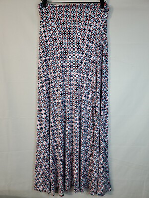 #ad Market Spruce Skirt Women#x27;s Size Medium Maxi Peach Blue White Geometric Flowy $25.00