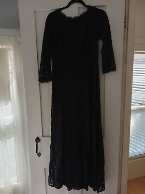 #ad VINTAGE Black Lace Overlay Evening Cocktail Dress Size 10 $29.99