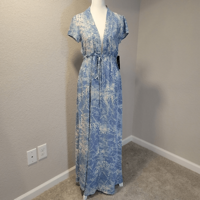 #ad Lulus Mermaid#x27;s Tale Blue Print Maxi Dress Size S $35.00