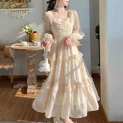 Dress Womens Spring Flare Sleeve High Waist Elegant Female Dress Long Dresses $43.86