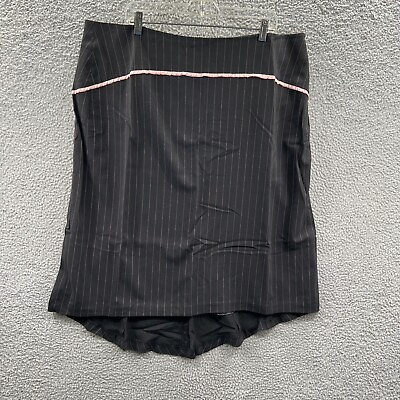 #ad Fashion Instinct Women Straight Skirt 2X Black Pinstriped Lined Back Zip Stretch $14.99