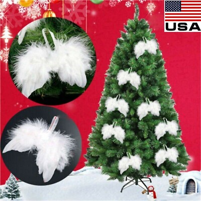 10pcs White Party Feather Wing Hanging Ornament Angel Wings Christmas Tree Decor $10.85