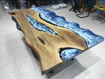 #ad #ad Personalized Ocean River Epoxy Resin Dining Table Living Room Table Bar Table $1249.00