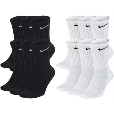 Nike Men#x27;s Socks Dri Fit Everyday Cushioned Athletic Fitness Crew Training Socks $9.48