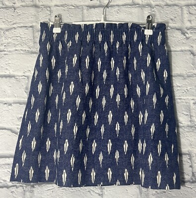 #ad J. Crew Skirt Womens Size 2 Blue Linen Blend Pockets Elastic Waist Lined $14.00