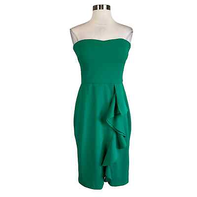 #ad Betsy amp; Adam Women#x27;s Cocktail Dress Size 8 Green Strapless Ruffled Sheath $59.99