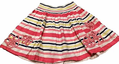 #ad Skirt Girls Sz 10 12 Multicolor Elastic Waist Lining 100% Cotton $12.77