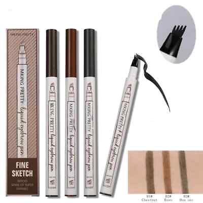 #ad Waterproof Microblading Eye Brow Eyeliner Eyebrow Pen Pencil Brush Makeup Tools C $1.24
