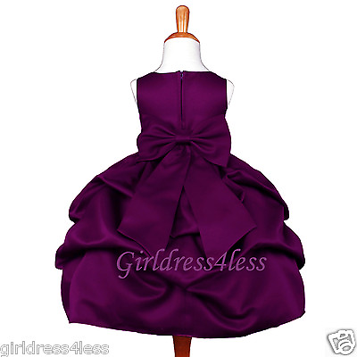 #ad Plum Dark Purple Pick Up Wedding Flower Girl Jr. Bridesmaid Party Princess Dress $24.99