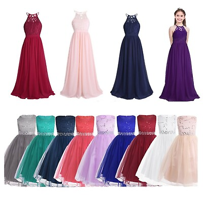 #ad #ad US Flower Girls Party Dresses Lace Mesh Wedding Princess Pageant Prom Ball Gown $22.89