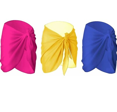 Women Beach Wrap Sarong Silk Cloth Swimsuit Coverups Bikini Sarong Swimsuit Wrap $17.99