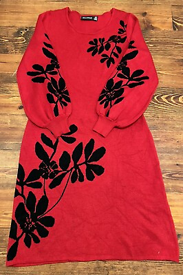 #ad Women’s Red Cocktail Dress Floral Design Sz S $39.99