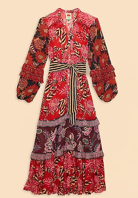 #ad Mixed Floral Prints Long Sleeve Maxi Dress Size M $155.00