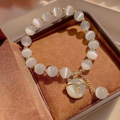 #ad #ad 1Pcs Lucky Moonstone Beads Cat Bracelet Attracting Wealth Jewelry Gift Sell L $1.27