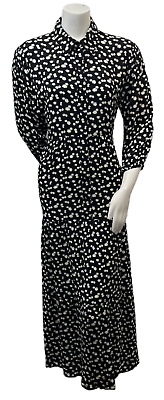 #ad #ad NY Collection Maxi Dress Womens size XL Petite PXL Black Floral 1 2 Button NEW $23.99