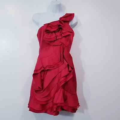 #ad BCBGMaxAzria Jonesy Ruby Red Ruffle Mini Dress Women size 6 Cocktail Party Dress $85.00