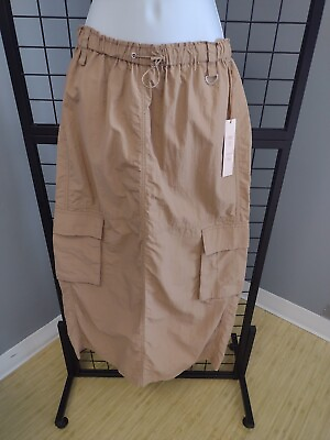 #ad Love Tree Parachute Cargo Maxi Skirt Woman#x27;s Juniors Size Medium Pockets Khaki $26.99
