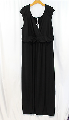 #ad NWT NY Collection Black Sleeveless Surplice Maxi Dress 2X $17.99