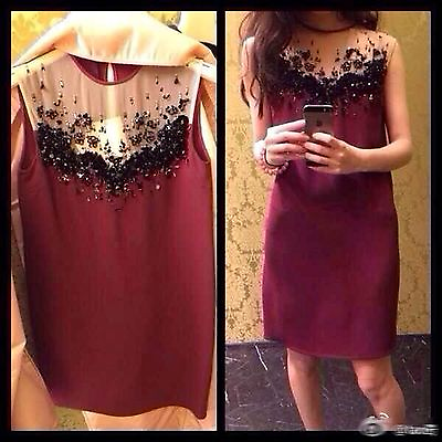 #ad Women Ladies Lace Sequins Bling Embellished Red Cocktail Party Tunic Dress AU $80.00