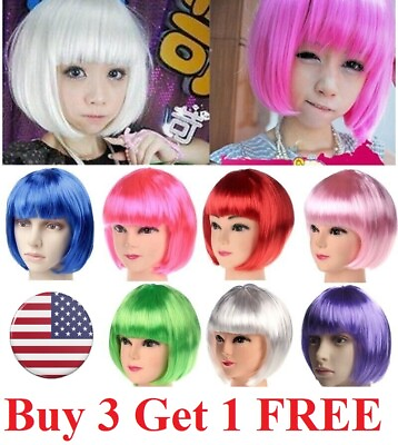 Sexy BOB Full Wig Multiple Colors Cosplay Costume Anime Halloween Party Hair USA $7.95