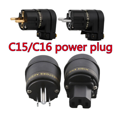 #ad Hifi Power Plug US EU Connector IEC C15 Copper Gold Rhodium Plated Adapters DIY $14.00