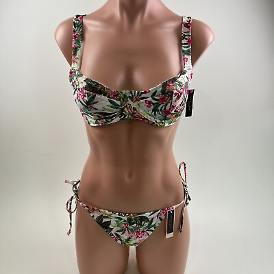 #ad Victoria#x27;s Secret Swim Bikini Top amp; Side Tied Bottom Floral Set 34C S NWT $42.99