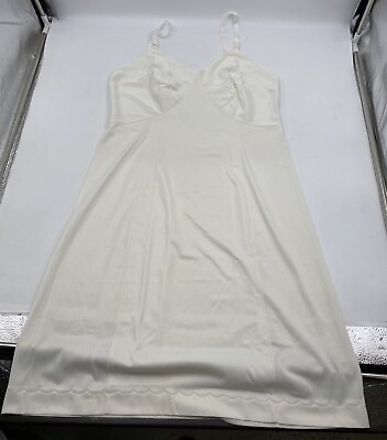 #ad Vintage Sears Women’s The Doesn’t Slip White Slip Dress Silky Dress Size 38 $9.99