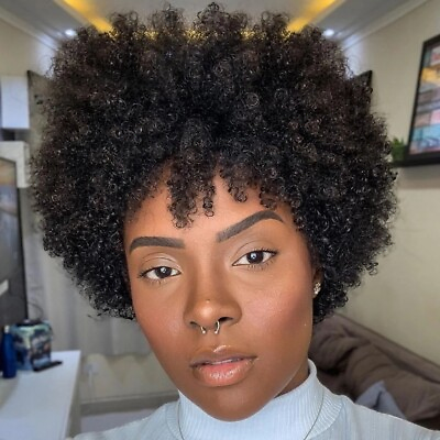 Short Afro Kinky Curly Wigs for Black Women Natural Looking Synthetic Hair USA $18.94