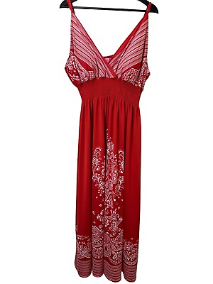 #ad NWT Sun Dress Women She’s Cool 2XL Padded Red Adjustable Straps Lightweight $19.00