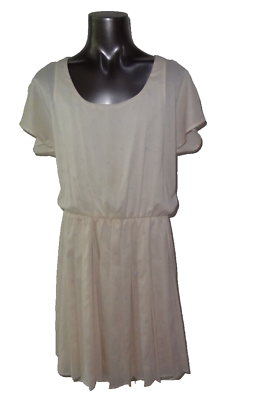 #ad Bar III Beige Size Medium Polyester Summer Dress with Tiny Blue Bird Design $9.99