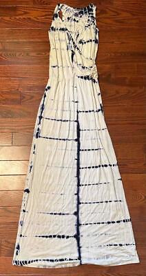 #ad Hardtail Forever Blue amp; White Tie Dye V Neck Cross Front Maxi Dress Size XS $19.51