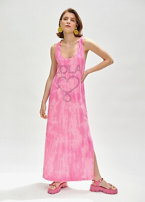#ad Lola Casademunt Tie dye Print Dress With Rhinestones Sleeveless Maxi Small S NWD $52.83