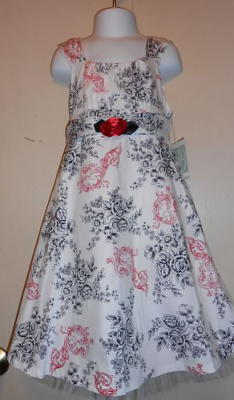 #ad Bonnie Jean Girls Floral Spring Summer Dress Black amp; White 5 NWT $31.88