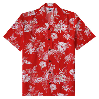 Hawaiian Shirts for Men Aloha Casual Button Down Cruise Beach Wear Short Sleeve $12.79