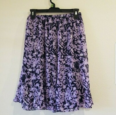 #ad Unbranded Petite Semi Sheer Floral Womens Sz 6P Elastic Waist Skirt Fully Lined $12.00