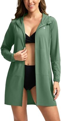 #ad Women#x27;s UPF Swim Cover Up Sun Protection Hoodie Long Jacket Beach Cover Ups $28.99