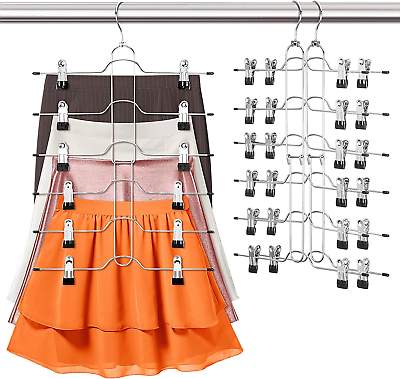 #ad 6 Tier Skirt Hanger Space Saving 3 Pack for Women Upgraded Short Hangers amp; Skir $30.89