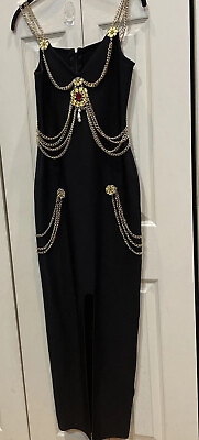 Black Middle Slit Jewel Formal Long Evening Party Dress $200.00