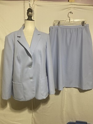 #ad Women’s Blue Vintage 2 pc Personal II Skirt Suit sz 16 18 GUC $21.24