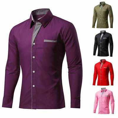 #ad #ad Tops Shirt Men#x27;s Long Sleeve Formal Business Dress Luxury Slim Casual Fit Shirts $16.42