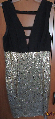 #ad Katia Cocktail Dress Sequin amp; Black Sz Medium 100% Polyester amp; Lined Bust 36 L33 $12.71
