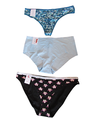 #ad Panty Lot Size Large Calvin Klein New Thong Bikini Panties Cotton Stretch 3 pack $19.00