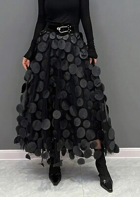 #ad #ad Polka Dot 3D Design Tulle Skirt Vintage Elastic Waist A line Mesh Skirt $13.72