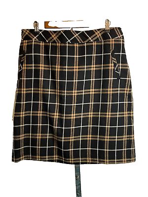 #ad Laura Scott Multicolor Plaid Skirt Women#x27;s Size Large Lined Side Zip Pockets $12.97