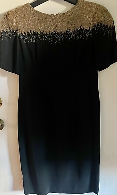 #ad Women’s BlackTie Black and Gold Studded Dinner Party Cocktail Dress Size 10 $37.99