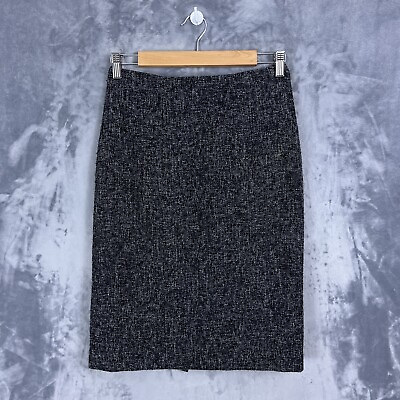 BANANA REPUBLIC Women#x27;s Black Tweed Wool Blend Lined Straight Pencil Size 4 $12.99
